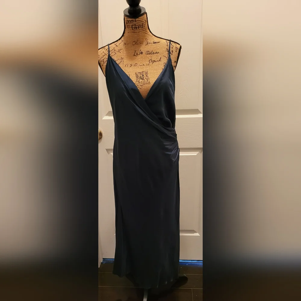 NWT Zara Satin Dress in Deep Green - Picture 1 of 14
